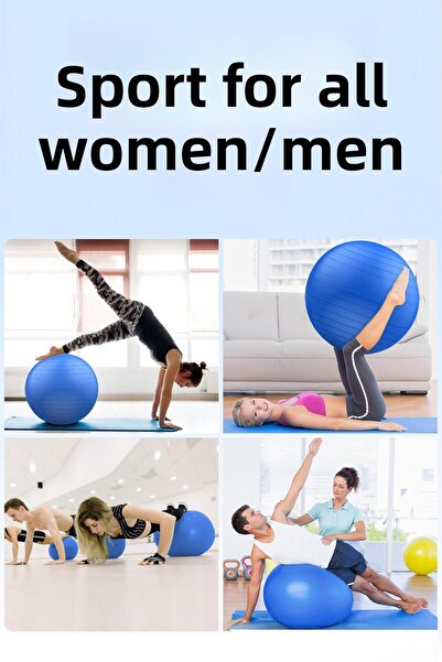 Telvesse 65 cm Pilates Ball and Pump Set | Suitable for Height 155-170 cm Durable Anti-Slip Blue