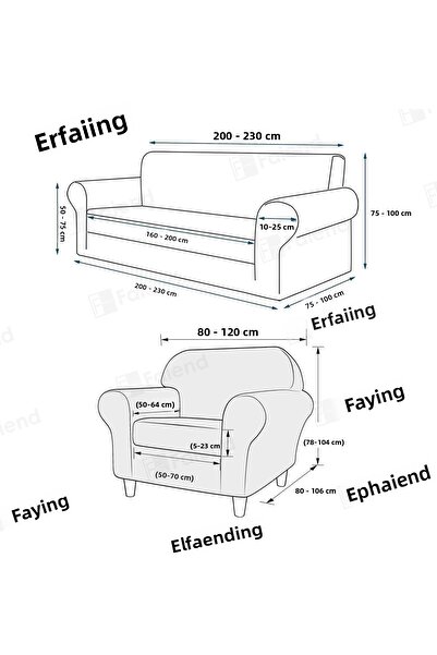 Faiend Jacquard 3-Seater Anthracite Elastic Sofa Cover |   Elastic Seat Cover |   Seat Cover