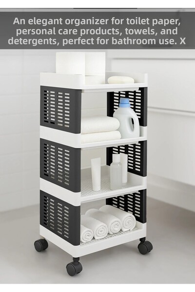 MİMOZA PARK Organizator multifuncțional cu 4 niveluri pentru baie și bucătărie, cu roți, organizator elegant
