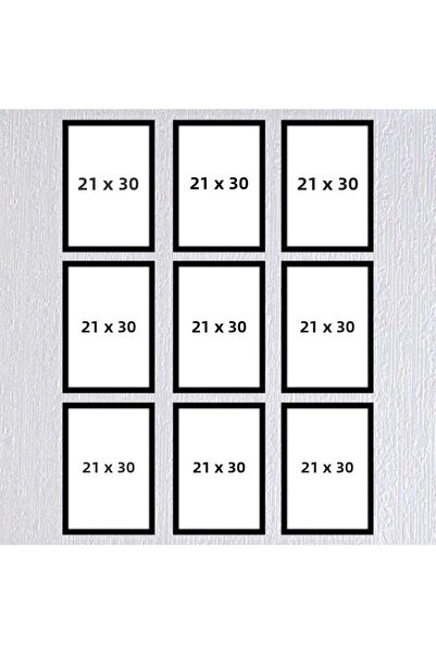 AS TİCARET Nine-Piece 21X30 Frame (No Poster) - Black