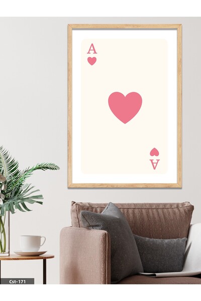 CeSht Ace of Spades - Pictură într-o singură bucată, în cadru din lemn, roșu deschis