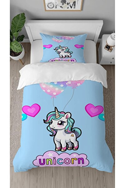 GREENDECOR طقم غطاء لحاف أنيق للأطفال بتصميم خاص مطبوع رقميًا بنمط يونيكورن ح...