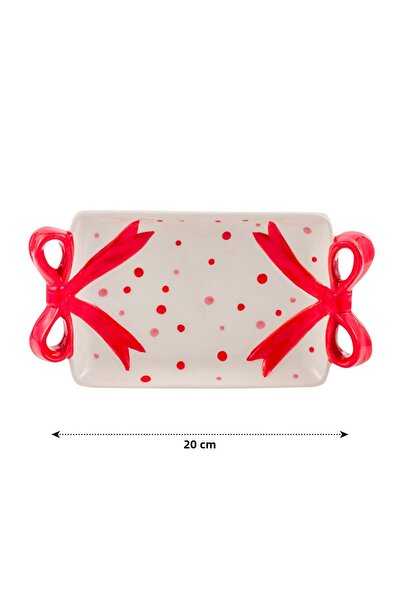 LC Waikiki Lcw Home Red Bow Printed Ceramic Presentation Plate 17 cm