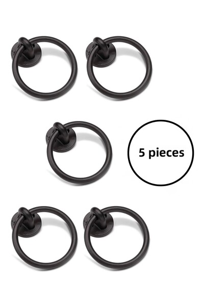 MegaVitrin 5 Pcs Ring Pendulum Handle Set - Top Screw Chair Back and Furniture Handle - 60 mm Matte Black