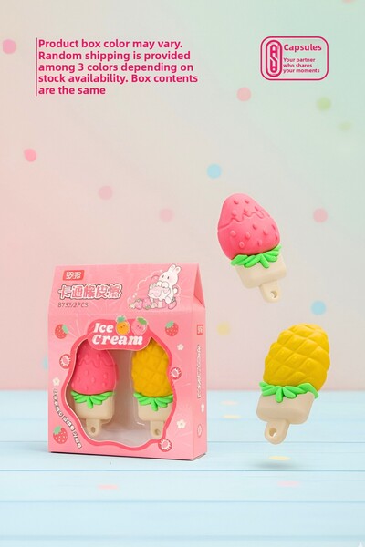 caps office 2 Pieces Ice Cream Themed Eraser Set – Cute Erasers with Pineappl...