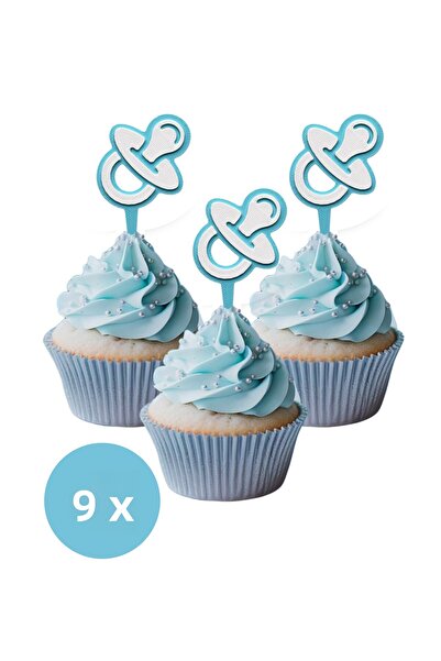 DECOROMA 6 bucăți de decorare pentru cupcake pentru băieți albastru (Baby Boy...