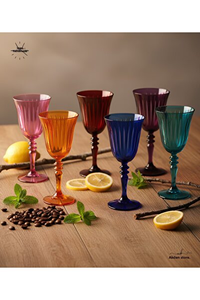 AKDEN STORE Crystal Decor Handcrafted Tall Goblet, Glass