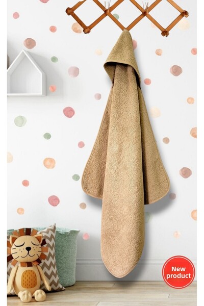 PAMUK HANIM منفذ - منشفة حمام للأطفال حديثي الولادة مصنوعة من القطن بنسبة 100% للأولاد والبنات، لون بني سادة