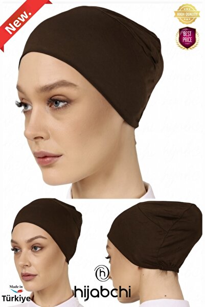 hijabchi بونيه عملية قابلة للارتداء - فيسكوز قماش قابل للتمدد - بني مرير