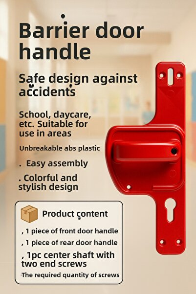 hilal kimya Unbreakable Barrier Door Handle Offering Maximum Safety Durability for School-Nursery Doors-Red