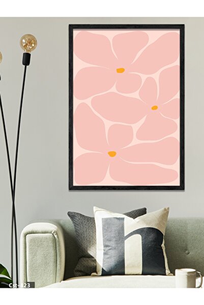 CeSht Pink Flower One Piece Black Wooden Framed Painting