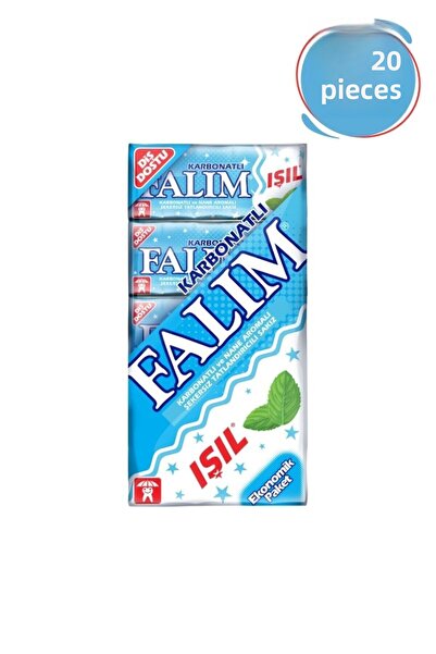 Falım 5 عبوات علكة خالية من السكر بنكهة الكربونات اللامعة والنعناع 20 قطعة