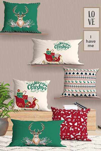 Belle Benoit 6-Piece Christmas Patterned, Rectangular, Double-Sided Digital Printing, Pillowcase, Throw Pillow Cover, Zippered
