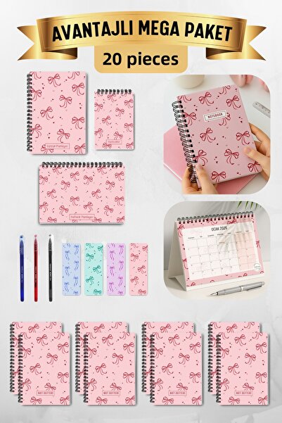 Eldesen Tasarım Advantageous Mega Pack / 20 Pieces / Notebook, Calendar, Bookmark, Pen, 3-Piece Planning Set