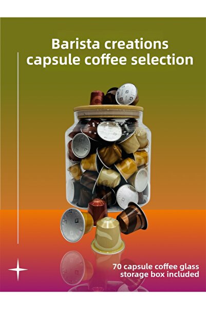 Nespresso علبة باريستا كرييشنز سيري 7 (70 كبسولة) + صندوق تخزين زجاجي هدية