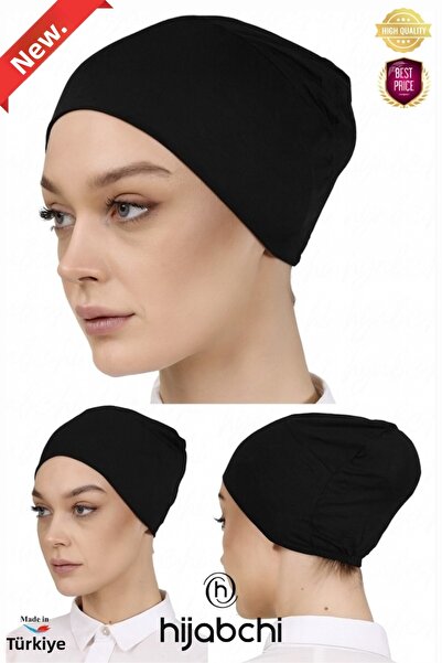 hijabchi Snap-On Practical Bonnet - Viscose Stretch Fabric - Black