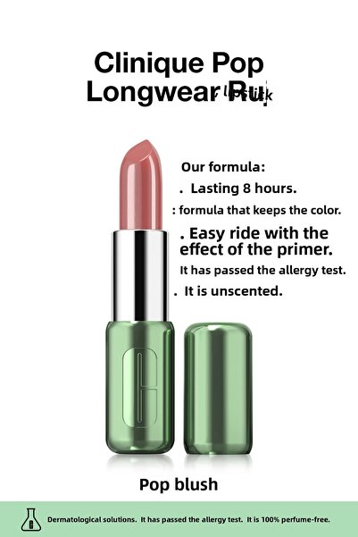 Clinique Pop Longwear™ Gün Boyu Kalıcı Ruj - Renk: Blush Pop 3.9g | Parlak Bitiş