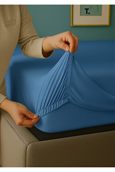 Navessa Home Collection Blue Fitted Sheet - Cotton, Single, Double | No Ironing Required - Suitable for Home, Dorm, Hotels