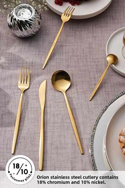 Karaca Set de tacâmuri Orion Matte Gold pentru 12 persoane, 60 de bucăți