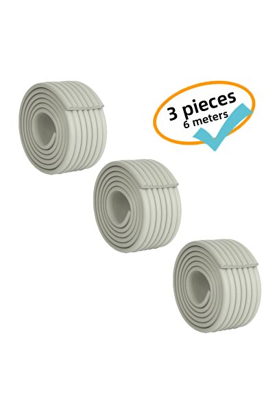 Evokids 3 Pieces Multi-Purpose Rubber Edge Protector Gray (6 Meters)