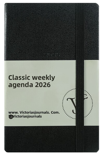 Victoria's Journals Класически седмичен джобен дневник 2026 A6 (9x14 cm) с тв...