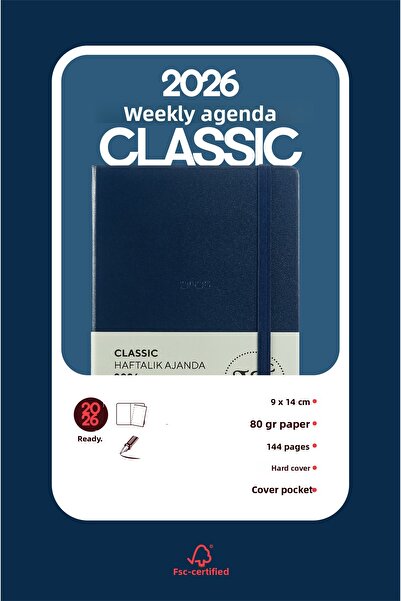 Victoria's Journals Agenda săptămânală clasică 2026 A6 (9x14 cm) Copertă rigidă.