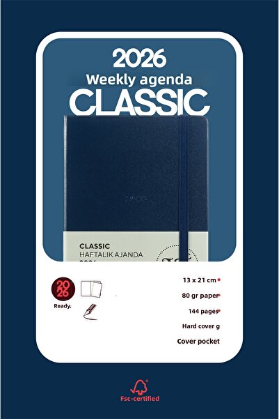 Victoria's Journals Класически седмичен дневник 2026, 13x21 см, твърда корица.