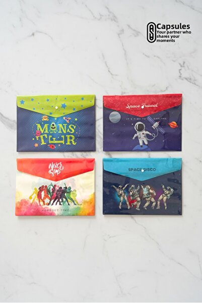 caps office 4 A4 Snap Envelope Files Special for Boys – Monsters, Space Travel, Space & Sports