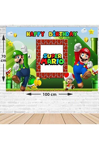 Parti Dükkanım لافتة عيد ميلاد سوبر ماريو 70*100 سم