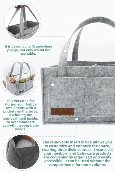 mordesign Felt Mother Baby Care Bag Newborn Baby Changing Organizer Portable Organizer