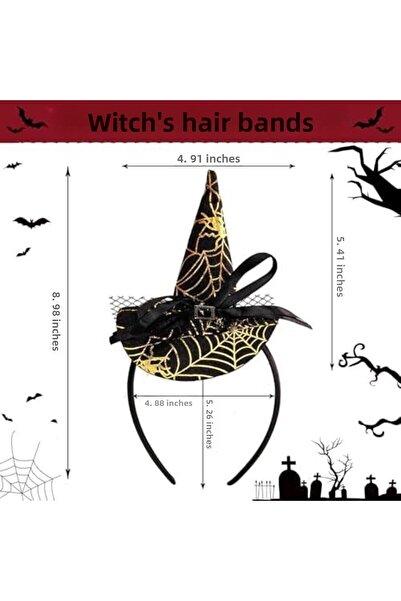 TOYFEST Αξεσουάρ αποκριάτικου πάρτι με καπέλο μάγισσας και κορώνα από τούλι σε κίτρινο χρυσό χρώμα