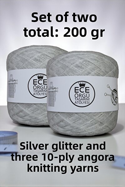 Ece Örgü Tasarım Atölyesi Lunar, 3 Layers of Gray Angora Mixed with One Layer...