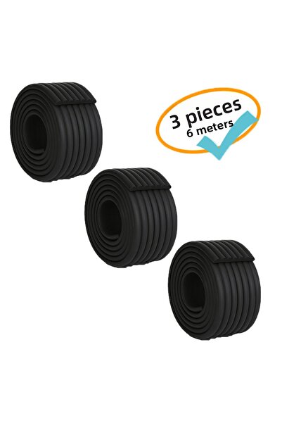Evokids 3 Pieces Multi-Purpose Rubber Edge Protector Black (6 Meters)