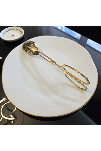 LOVYCO Gold Plated Scissor Tongs, Scissor Tongs, Table Scissors, American Tongs Service 25 cm