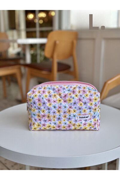 Batekso Multicolored Daisy Patterned Makeup Bag - Large Size