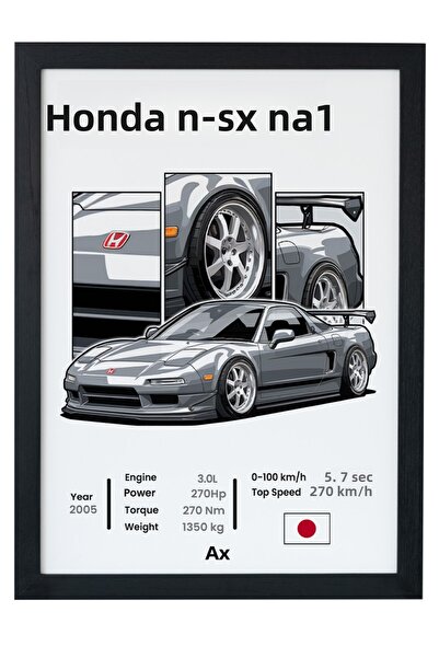 gxe.art Poster cu rama din lemn Honda NSX NA1 – Imprimare cu design auto