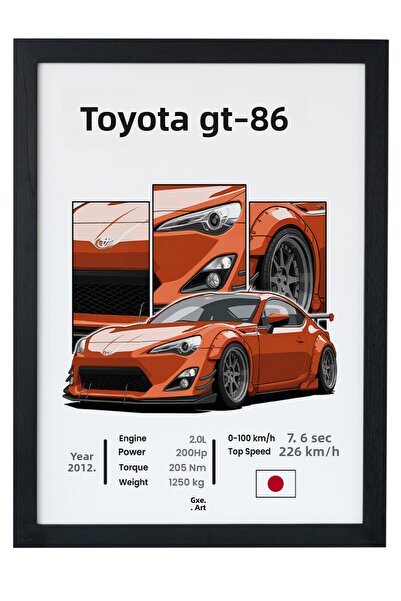 gxe.art Toyota Gt86 Wooden Framed Poster – Automobile Design Print