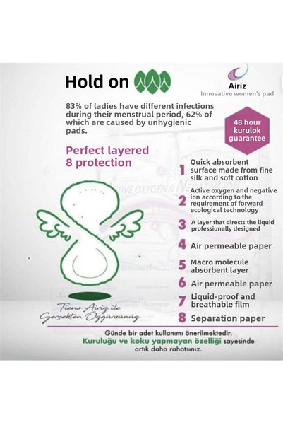 TİENS AİRİZ HİJYENİK PED Tiens Airiz Herbal Sanitary Pad-Daily Protection-8 Layer Breathable Structure