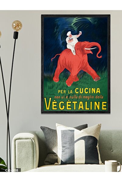 CeSht Pictură umană într-o singură bucată pe elefant Vegetaline, cu ramă din lemn negru