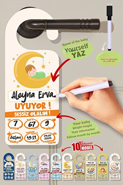 cici magnet www.cicimagnet.com Orange Themed Baby Sleeping Let's Be Quiet Doo...