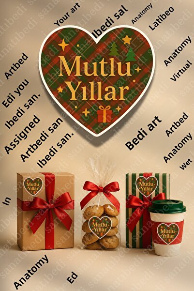 sanatıbedi 50 قطعة من ملصقات عيد الميلاد السعيد على شكل قلب منقوش - ملصق تغليف هدايا السنة الجديدة - مقاوم للماء