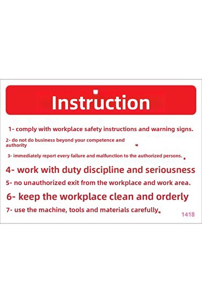 INURA GLOBAL ورقة تعليمات سلامة العمل 25x35 الكود: 1418