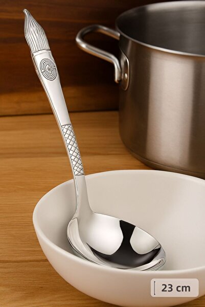 TARIK HOME Decorative Handle Stainless Steel Tableware, Soup Ladle, 23 Cm. 1 Piece