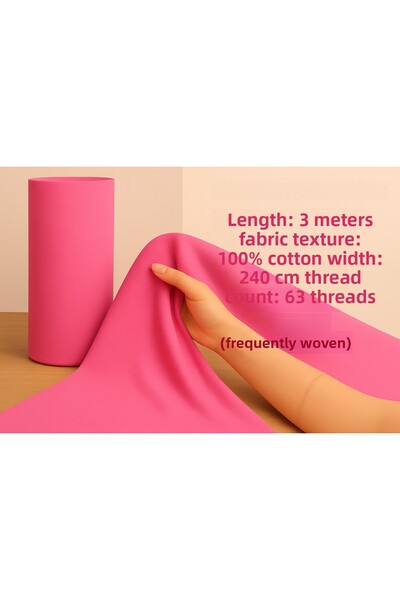 Loova قماش 3 متر لون وردي 100% قطن 63 خيط أكفيل لوكس