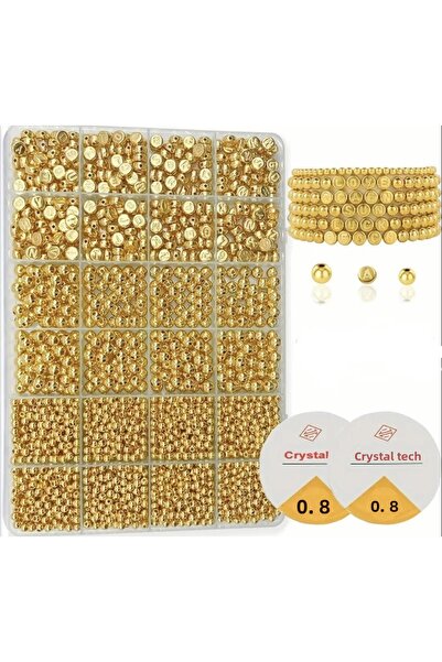 yiğit aksesuar Set de fabricare a bijuterii cu mărgele cu litere aurii, distanțiere rotunde, în cutie