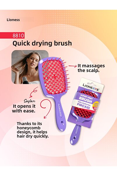Lionesse Quick Dry Hair Brush 8810 – Quick Drying and Easy Combing