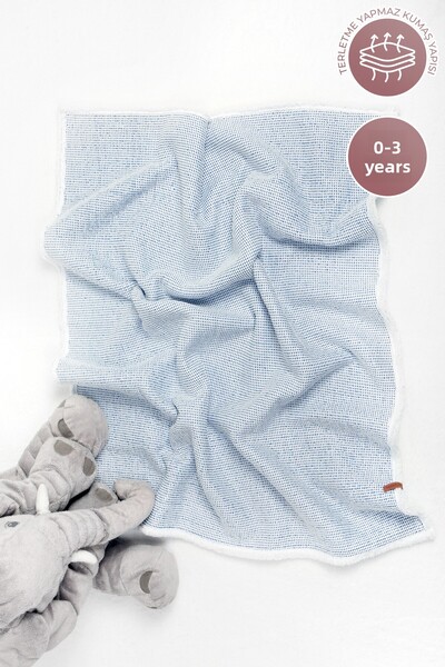 HAMUR Pouf Baby Kids Blanket 80X100 cm Sheep Hair Blanket Alize Blue