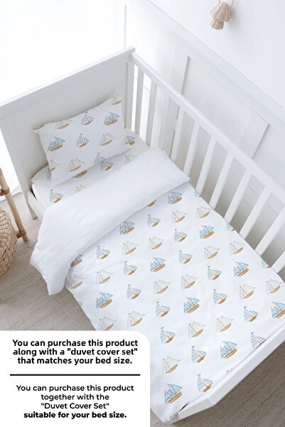 Tuğba Kuğu Σετ σεντόνια με λάστιχο για μωρά - Σειρά Pureline - Βαρκάδες