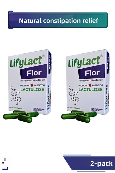 LifyLact كبسولة فلور بروبيوتيك، بريبيوتيك، لاكتولوز، عبوة مكونة من قطعتين