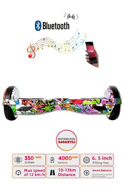 CityMate Electric Skateboard Scooter Hoverboard with Bluetooth Speaker 6.5 Inch Graffiti D04